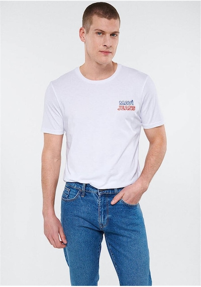 Mavi M066841-620 Beyaz Erkek Mavi Baskılı T-shirt Beyaz