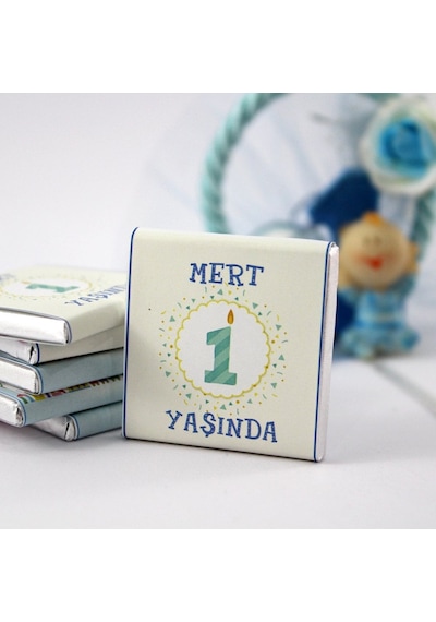 Dark Brown Doğum Günü Tebrik Madlen Kişiselleştirilebilir El Yapımı Çikolata DGK11 48 Adet