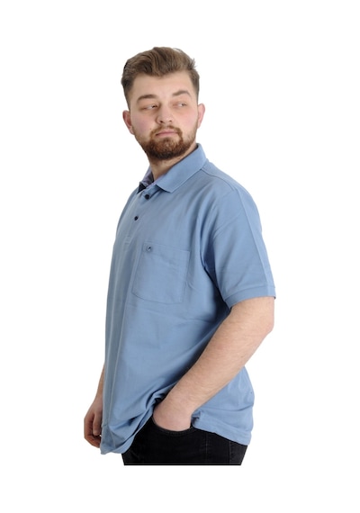 Mode Xl Battal Beden Erkek Tshirt Polo Yaka Cepli Klasik Pike 20552 Mavi 001