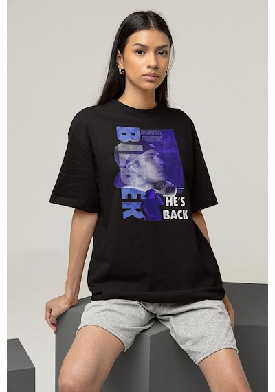 He Is Back Justin Bieber Baskılı Unisex Tişört, Oversize Şarkıcı Siyah