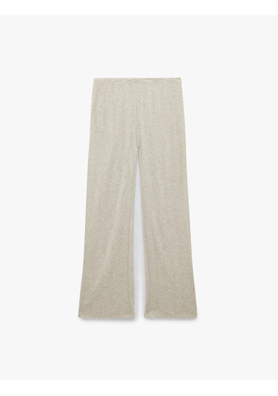 Koton Beli Lastikli Dokulu Uzun Pijama Altı Bej Melanj 7wlk40111mk