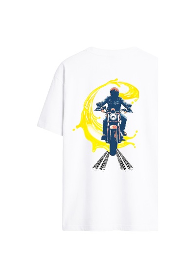Black Nova Oversize Baskılı Unisex %100 Pamuk T-shirt Catch Me Beyaz