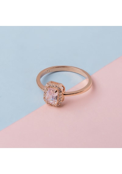 Kuyumcudukkani Beyaz Baget Taşlı "tektaş"yüzük-10437-r-w Rose Gold