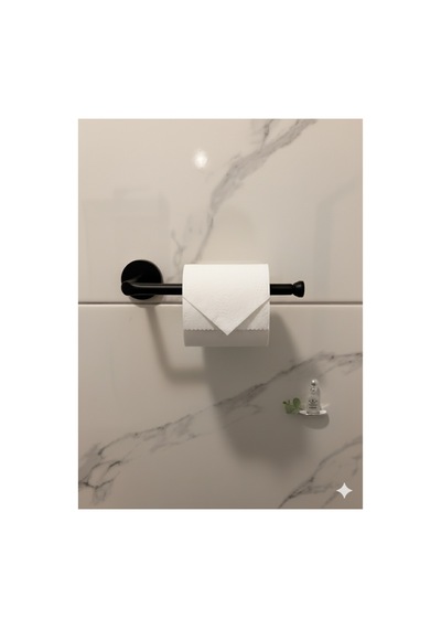 Siyah Alüminyum Banyo Seti Havluluk & Tuvalet Kağıtlığı Çift Taraflı Bantlı Gümüş