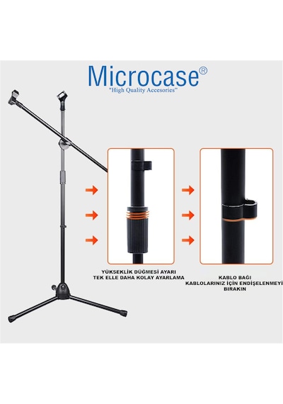 4in1 Zemin Tipi 360 Döner Profesyonel Metal Mikrofonstandı Al4534