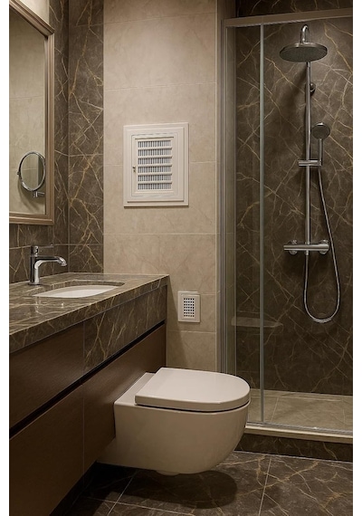 Plastik Banyo Wc Havalandırma Menfezi, Kolay Montajlı, Ekonomik, Sinek Böcek Geçirmeyen Yapı, Çift Taraflı Bantla Kullanılabilir, Buhar Ve Nem Önleyici, Panjur Sistemli 40x40 Cm