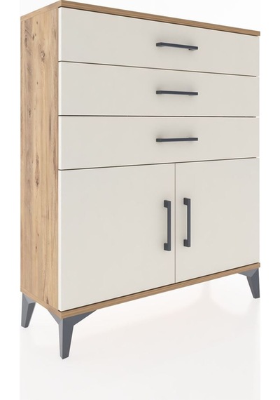 Arges Şifonyer Tek Raflı 3 Çekmeceli 2 Kapaklı 88x30x106 Çam-aytaşı Atlas Çam