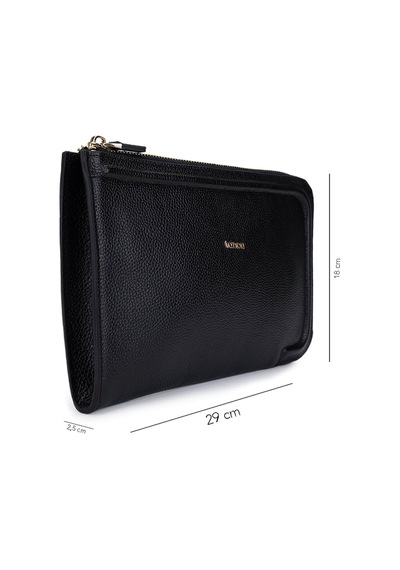 Tamer Tanca Unisex Hakiki Deri Siyah Floter El Çantası 1012 2029 Cnt Sk25-26 Sıyah Fltr Siyah