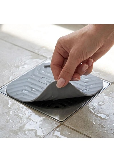 Buffer Gri Kare Evye Gider Koku Önleyici Silikon Mat Lavabo Süzgeç Ve Haşere Engelleyici