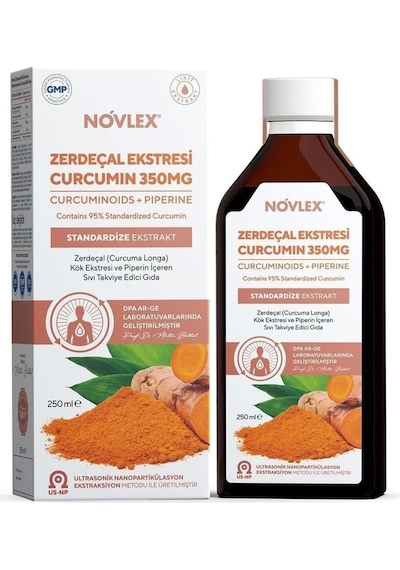 Novlex Curcumin Turmeric Ve Piperin Eki İçeren Takviye Edici Gıda 250 ML