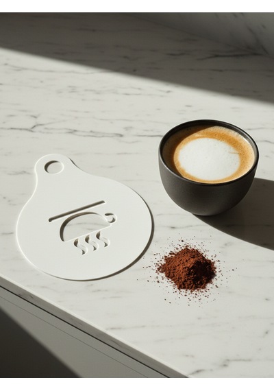Kahve Şablonu Coffee Stencil Kahve Süsleme Aparatı Kalıbı Barista Desen Seti Beyaz
