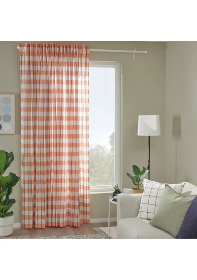 Ikea Glanshagtorn Tül Perde 300x300 Cm Beyaz-turuncu-mavi Çok Renkli