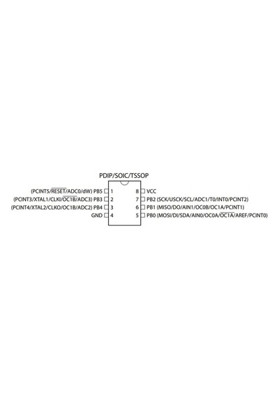 Attiny85-20pu 8-bit 20mhz Mikrodenetleyici Dıp-8