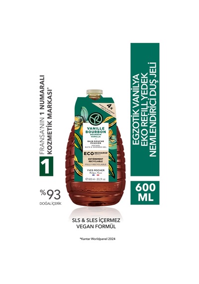 Yves Rocher Eko Refill Yedek Duş Jeli-nemlendirici Egzotik Vanilya- Sls,sles İçermez,vegan- 600ml Diğer
