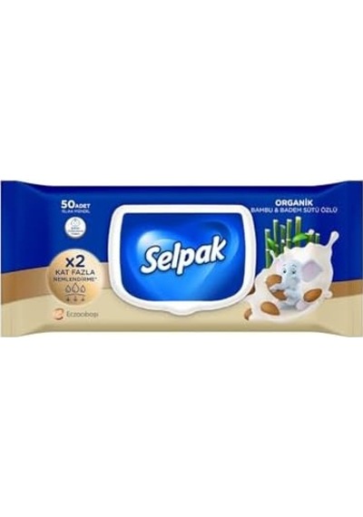 Organik Bambu Badem Sütlü Islak Mendil 1x50