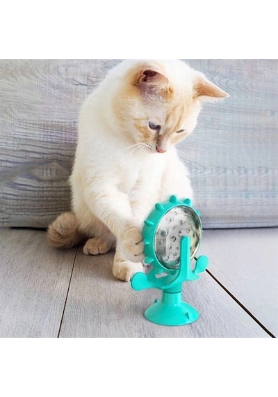 Vantuzlu Zilli İnteraktif Dönebilen Mama Kaplı Renkli Eğlenceli Eğitici Kedi Oyuncağı 5047