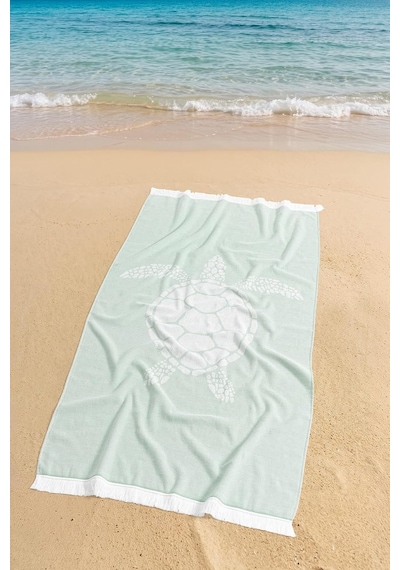Tr Tortuga %100 Pamuk Saçaklı Plaj Havlusu 80x150 Cm Yeşil Yeşil Diğer