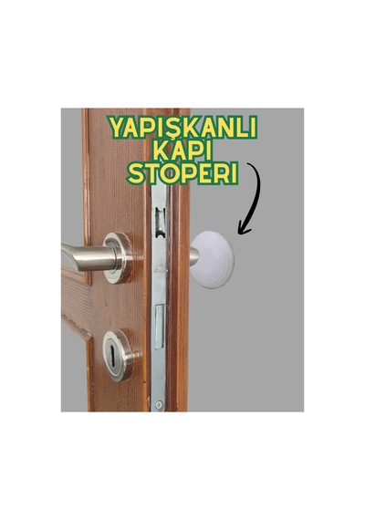 Yapışkanlı Kapı Kolu Stoperi Beyaz - Duvar Koruyucu Tampon Silikon Kapı Arkası Stopu-boya Koruyucu Disk Stoper-kapı Çarpma Engelleyici
