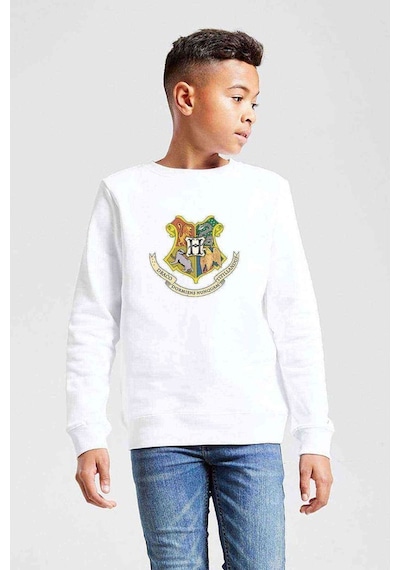 Tshirthane Hp Logo Baskılı Unisex Çocuk Beyaz Sweatshirt Beyaz