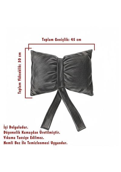 Fiyonk Kurdele Tasarımlı Dekoratif Kırlent Yastık, 1. Sınıf Döşemelik Kumaş, Dolgulu  Minder Pembe