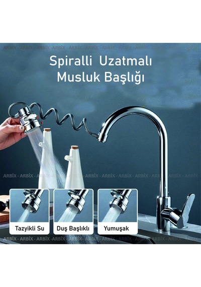 Uzatma Hortumlu 3 Fonksiyonlu Tasarruflu Musluk Başlığı Batarya/musluk Kuaför Berber Musluk Ucu Diğer