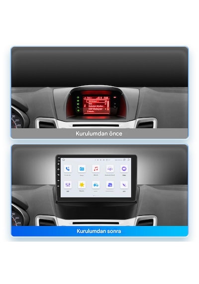 Ford Fiesta 2009-2017 Uyumlu 9 İnç Android Multimedya 1gb Ram 16gb Hafıza Kablosuz Carplay Android Auto Bluetooth 9"