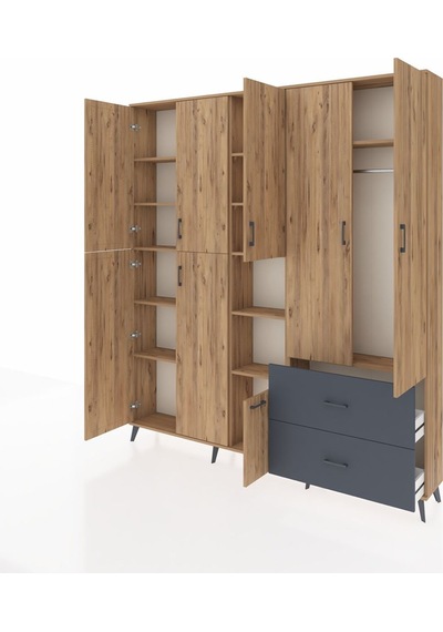 Arges Dolap 12 Raflı 2 Çekmeceli Tek Askılı 220x30x243 Çam-çam/antrasit Atlas Çam/antrasıt Arges Dolap 12 Raflı 2 Çekmeceli Tek Askılı 220x30x243 Çam-çam/antrasit Atlas Çam/antrasıt