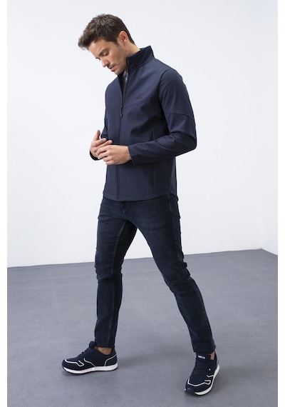 Tommylife Tommy Life Lacivert Fermuarlı Dik Yaka Su Ve Rüzgar Geçirmez Softshell Erkek Mont - 88050 Lacivert