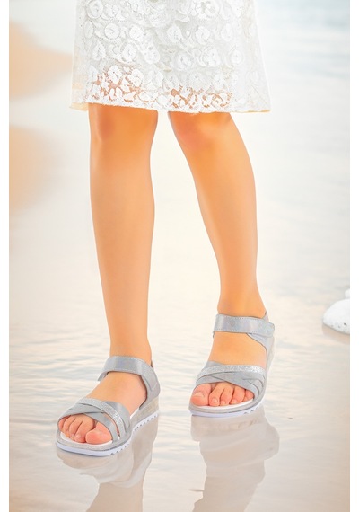 Kiko Kids Kız Çocuk Sandalet Arz 2346 Gümüş