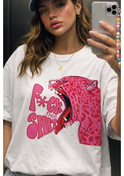 Yolo Street Fck This Baskılı Oversize Beyaz Tişört Y2k Kadın Streetwear T-shirt Beyaz