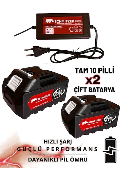 Schmıtzer 2 Li-budama-k Pro Set 21v Çelik Şanzuman 2 Pala Ve Zincir Şarjlı Dal Ağaç Kesme Bağ Budama Makas Testere