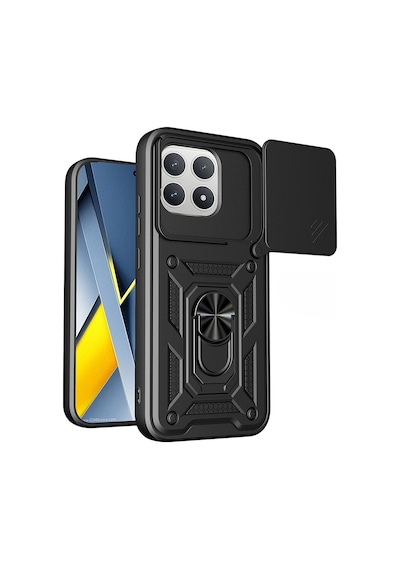 Teleplus Xiaomi Poco F8 Pro Kılıf Kamera Korumalı Slide Sürgülü Yüzüklü Tank Kapak