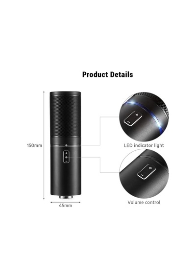 Rgb Led Profesyonel Usb Kondansatör Mikrofon 24 Bit / 96khz, Kardioid, Tak-çalıştır, Tripod Dahil, Podcast, Oyu