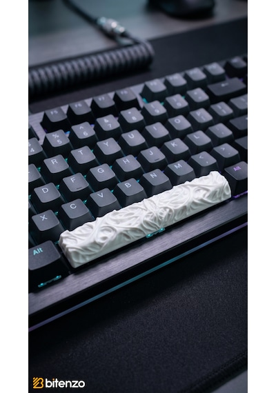 Custom Tasarım Mekanik Klavye Spacebar Keycap - 6.25u Uyumlu Özel Dokulu Boşluk Tuşu - Beyaz