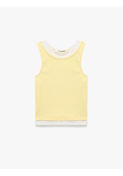Koton Kaşkorse Pamuklu İkili Katmanlı Kolsuz Halter Yaka Bluz Sarı 6sal30329ık