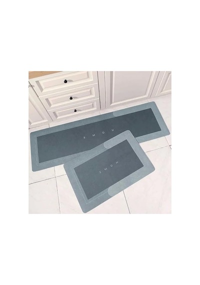 Kaymaz Tabanlı Uzun Gri Banyo Paspası, Süper Emici, 40 X 120 Cm 2li