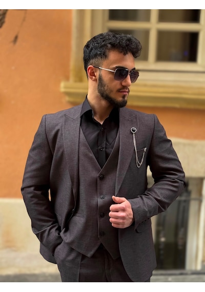 Dupont Classics Dupont Erkek Slim Fit 6 Drop Çift Yırtmaç Yelekli Takım Elbise Koyu Gri Dupont Classics Dupont Erkek Slim Fit 6 Drop Çift Yırtmaç Yelekli Takım Elbise Koyu Gri