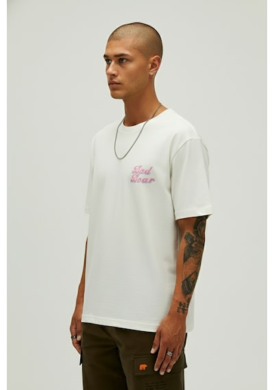 Bad Bear Bad Pink Beyaz Erkek Baskılı Tişört Beyaz