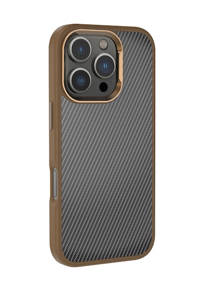 Zore Apple İphone 16 Pro Max Kılıf Karbon Fiber Görünümlü Parlak Kamera Çerçeveli Ogaa Venus Kapak-rose B Rose Brown