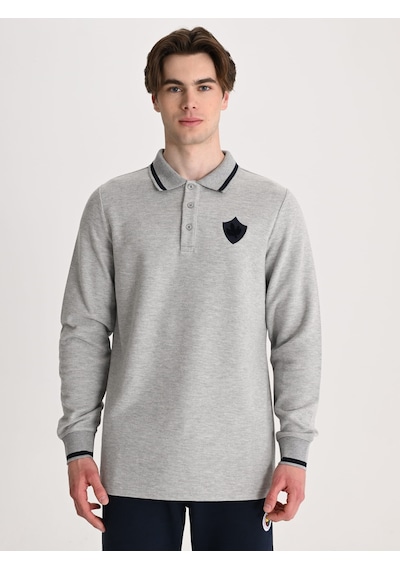 Erkek Trend Arma Detaylı Polo Gri Melanj