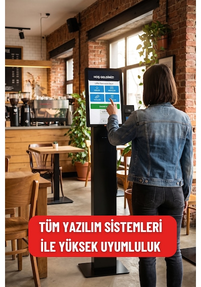 27 İnç Fhd Dokunmatik Ayaklı Self Servis Ödeme Ve Sipariş Kiosku Android 11