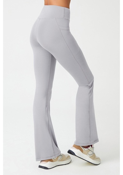 Los Ojos Kadın Gri Yüksek Bel Toparlayıcı Çift Cepli İspanyol Paça Tayt Bootcut Gri