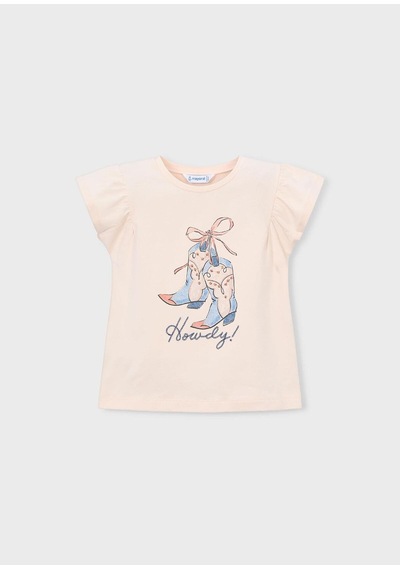 Kız Çocuk Baskılı Tshirt Krem Krem
