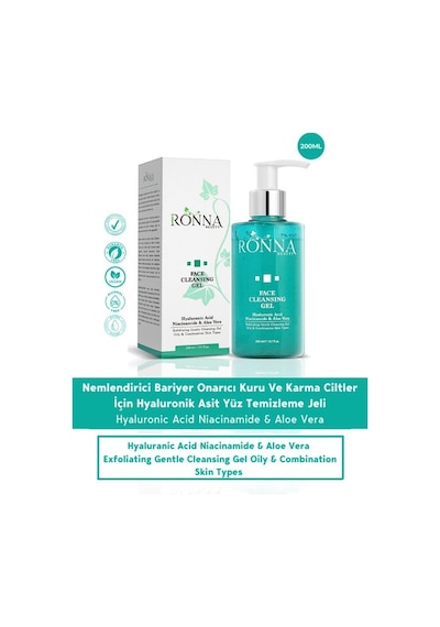 Ronna Beauty Face Cleasing Kuru ve Karma Ciltler İçin Besleyici ve Onarıcı Temizleme Jeli 200 ML