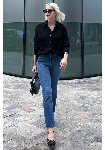 Madmext Açık Mavi Slim Fit Kadın Mom Jean Mg1738-açık Mavi Açık Mavi