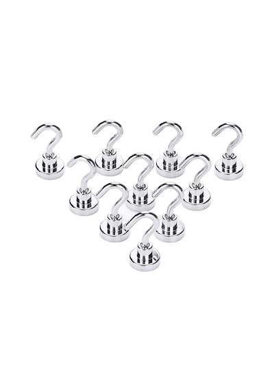 10 Adet 16 MM Pot Mıknatıs - Güçlü Neodyum Askı Kanca Mıknatıs N11.6991