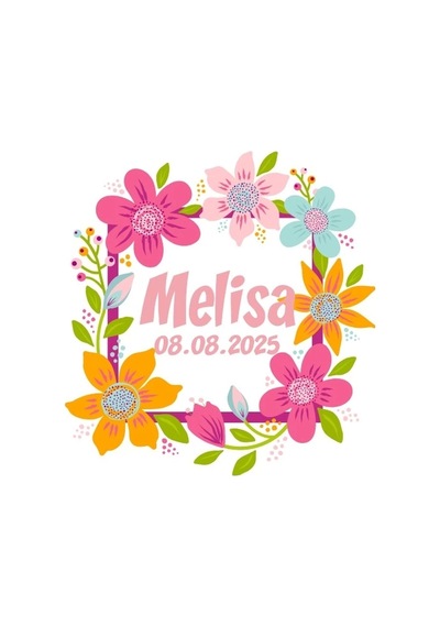Orta Motifli Dikey Dikdörtgen Mühür Kına Nişan Düğün 3x3 Cm Özel Etiket / 50 Adet Sticker Beyaz