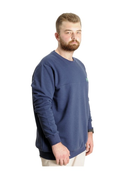 Mode Xl Büyük Beden Erkek Sweatshirt Bisiklet Yaka Mode 23529 İndigo İndigo