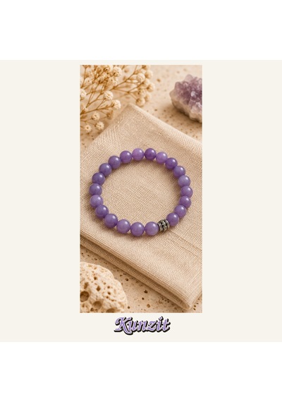 Kunzit Taşı Bileklik 8 Mm, Unisex, Elastik Çok Renkli