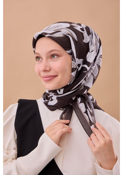 Silk Home Olinda İpek Eşarp 47003-03 Soluk Siyah, Gri, Füme, Gümüş, Beyaz